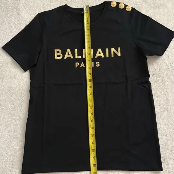 Balmain NEW (no tag)3-Button Metallic Logo T-Shirt